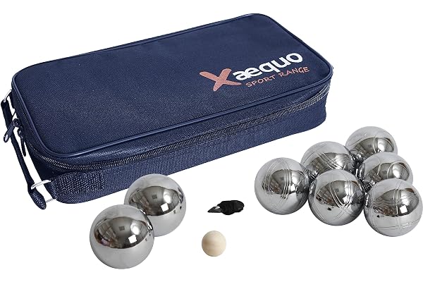 8 Boules Pétanque Chromées et Sacoche