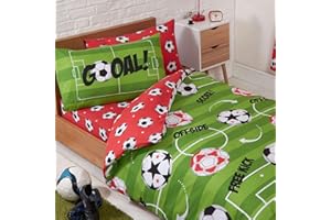 Price Right Home Set Copripiumino e Federa per Bambino Calcio Rosso Junior 120 cm x 150 cm