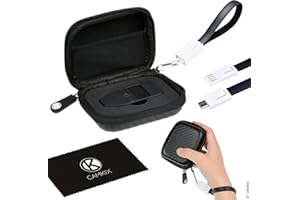 CAMKIX Funda Protectora para Trezor One Bitcoin/Billetera criptomoneda Que Incluye Correa USB para Transporte, alimentación y Transferencia de Datos – De Nylon Duradera con Bolsillo de Malla