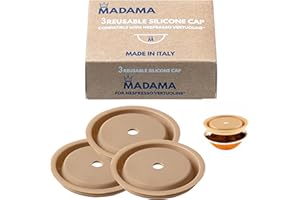 Madama - Tappo Riutilizzabile per le Capsule Nespresso Vertuo e VertuoLine, Ricaricabile e Compatibile. Silicone alimentare. 100% Made in Italy. Confezione da 3 tappi.