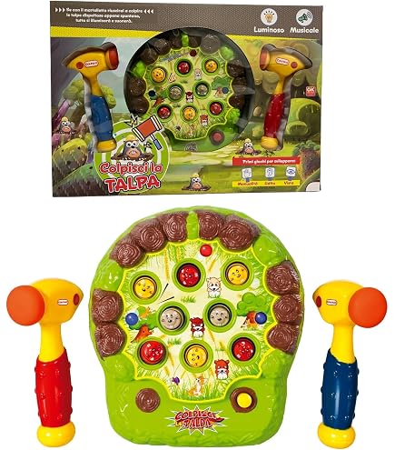 Gioco Acchiappa La Talpa Con 2 Martelli Per Bambini 3+ - 5 Modalità, Display Punteggio, Luci, Educativo E Interattivo