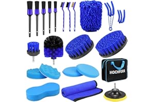Hochferr Kit de Nettoyage de Voiture 23 pièces kit de Lavage de Voiture intérieur détaillant Brosse de Nettoyage Brosse de Jante Entretien de la Voiture pour l'extérieur, Le Moteur