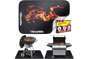 ROAXKOIS Fireproof Mat, 100 x 150 cm, Heat Resistant up to 1800°F Heat Protection Mat, Grill Mat, Fire Protection Mat, Fall Protection Mats, Outdoor, Floor Protection Mat, BBQ Grill Mat