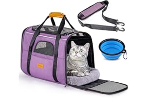 Morpilot Katzentransportbox für große Katzen und Welpen bis 7kg, Katzenbox Hundetasche mit Sicherheit Reißverschlüsse Faltbare Schale, Transportbox Katze Hunde für Der Gang zum Tierarzt Auto Fugzeug