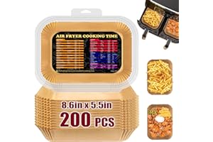 COLOZEE 200PCS Air Fryer Liners for Ninja Dual, Air Fryer Parchment Paper Liners for Ninja AF300UK, AF400UK, DZ400UK, Keplin 9L, Salter, Tower and Other Dual Zone Air Fryer