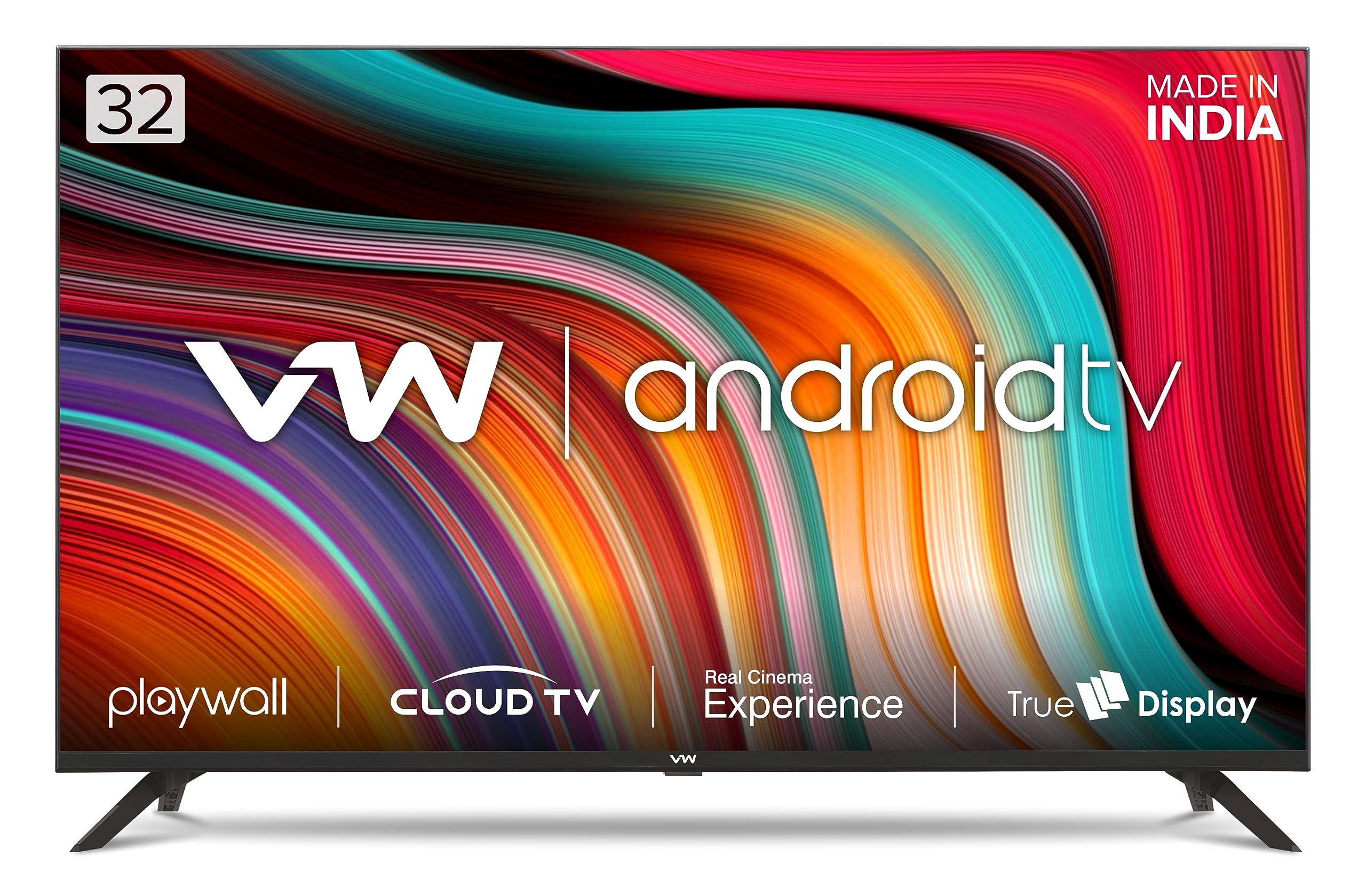 VW 80 cm (32 inches) Playwall Frameless Series HD Ready Android Smart LED TV VW3251 (Black)
