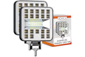 SOVICA Phare led 12v 2 pieces aluminium abs 29 led 6500K 8.4 cm 3.34" IP65 phare de travail longue portée