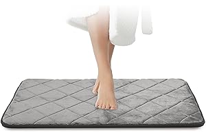 ‎JAWAONLINE JAWAonline Badezimmerteppich Grau - Pflegeleichte Badematte Memoryschaum - Extrem Saugfähiger Badteppich - Badvorleger rutschfest - Waschbarer Bad Teppich Badezimmer - Duschvorleger 50x80cm