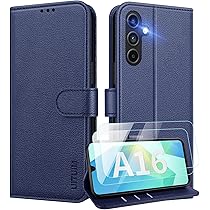 Custodia a portafoglio per Samsung Galaxy A12 e pellicola protettiva per lo schermo, in pelle PU, con scomparti per carte di credito, chiusura magnetica compatibile con Samsung Galaxy A12,blu