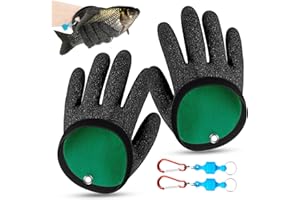 WZYTEU 2 Pièces Gant Peche, Gant de Pêche avec Magnétique Boucle pour Une Manipulation Sûre du Brochet, du Silure, des Huîtres, du Crabe, de la Sandre et des Accessoires de Pêche