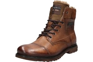 bugatti Męskie buty sznurowane, buty zimowe Vittore Cognac brązowe z prawdziwej skóry, brązowe