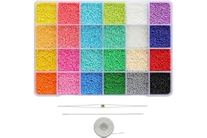 Bala&Fillic 2mm 12/0 Taille Presque Uniforme Perles de Rocailles pour Faire des Boucles d'Oreilles, 24 Couleurs Environ 21600pcs dans la Boîte Couleur Perle Petites Perles de Rocailles