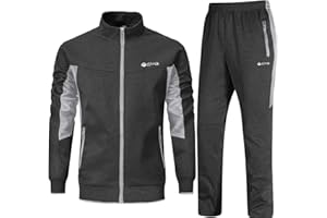 Rdruko Mens Tracksuit Set Hooded Jacket Sweatsuits Jogging Tops Full Zip Joggers Sports Sweatsuit with 2 Pockets