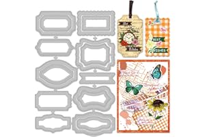 INFUNLY 16pcs Labels Die Cuts 10 Shapes Bookmark Cutting Dies for Card Making Hanging Tag Metal Cutting Dies Banner Frame Embossing Stencils Template for DIY Scrapbooking Album Paper Decor Craft