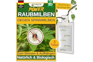 GREEN GUARDIA Power Raubmilben gegen Spinnmilben – 3x Tüten - Biologisches Mittel zur effektiven Spinnmilben Bekämpfung für Zimmer- & Zierpflanzen sowie Cannab. –umweltfreundlich,chemiefreie Mittel