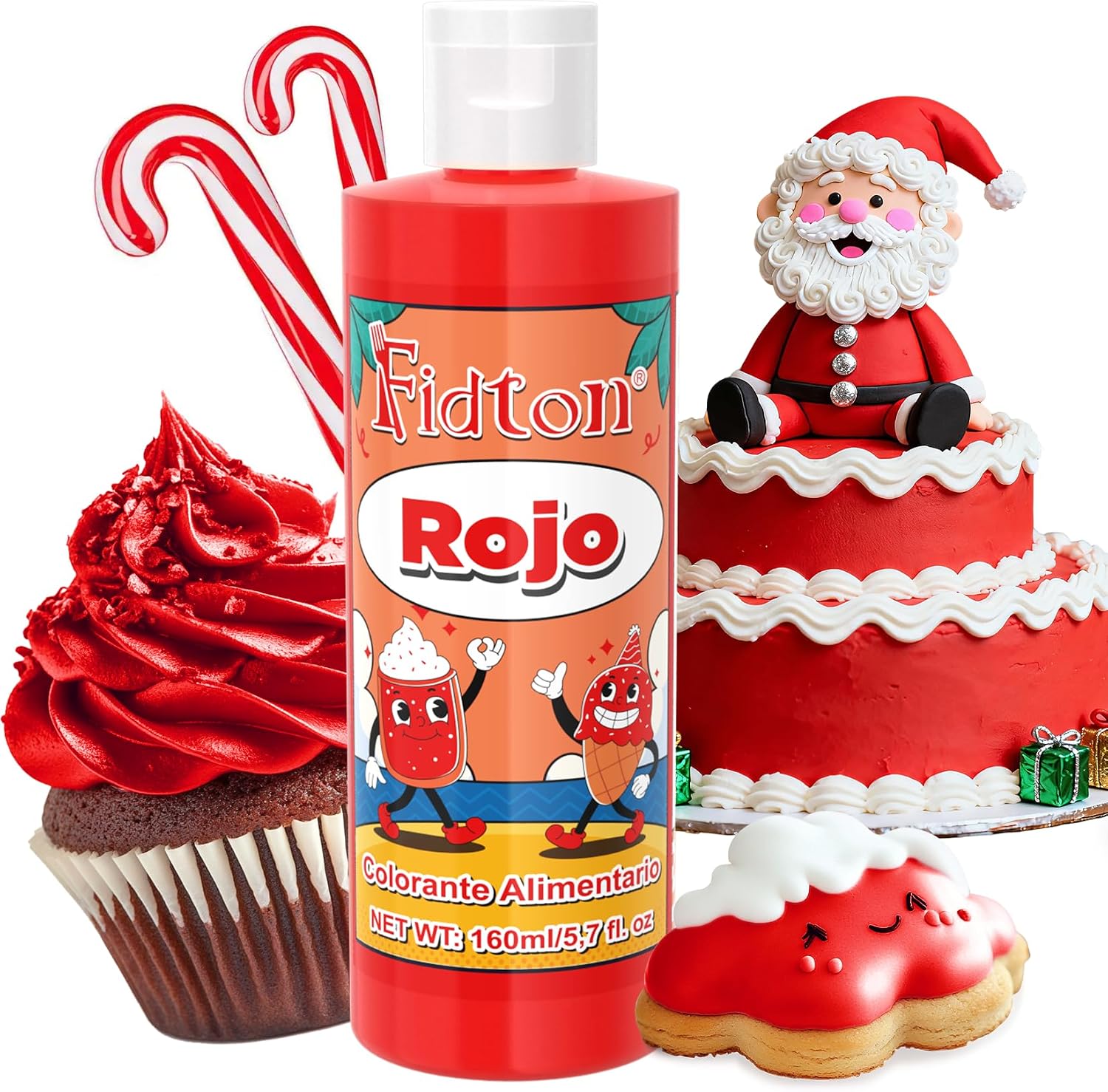 Colorante Alimentario 160ml - Gran Capacidad Colorantes Alimentarios Reposteria Altamente Concentrado para Decoración de Pasteles, Colorante Alimenticio para Fondant Colores, Macarrone, Donuts - Rojo