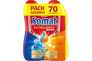 Somat Excellence Gel Frescor Anti-Olor (70 lavados), detergente lavavajillas desengrasante, lavavajilla líquido automático en botella, jabón para platos con vinagre