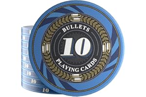 Bullets Playing Cards, 25 ceramicznych żetonów do pokera Silvio do zestawu do pokera, z wartościami, 10 g, 4 cm średnicy (niebieskie (wartość: 10))