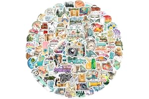PERSENTU Vintage Travel Stickers, 100Pcs Cute Retro Travel Stickers Aesthetic Scrapbook Sticker Decor Sticker for Luggage Laptop Planners Phone Water Suitcase Notebooks Album Scrapbook Accessories