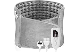 Heat Pads for Back Pain Relief, Aisutha Soft Heating Pad with Auto Shut Off and 6 Heat Level Settings, Detachable Heat Pad with Zipper Hook and Loop Fastener, Machine Washable, 12" x 48"