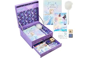 Disney Stitch Quaderno Set Cancelleria Bambina Ragazza Diario DIY Journaling Kit con Timbro Penna Adesivi Gemme Idee Regalo (Viola Frozen)