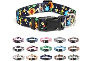 Mercano Collier pour Chien, Collier Classique en Nylon Réglable, Fleur, Océan, Forêt, Tribal Design, Tournesol, Flora, Léopard, pour Petits, Moyens et Grands Chiens (M, Tournesol)