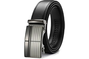 CHAOREN Cinturones Hombre, Cinturón Hombre Cuero con Hebilla Automática Trinquete, Ancho 3.5CM-Tamaño Ajustable para Pantalones Formales Vestir Traje