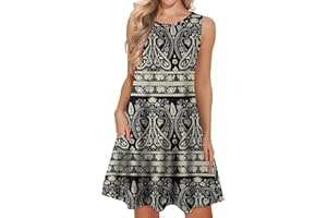 WNEEDU Boho Abiti Estivi da Donna Prendisole da Spiaggia Senza Maniche