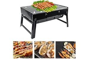 CAREDGO Barbecue Portable Pliable, Barbecue de Camping Barbecue à Charbon Portable Barbecue Charbon de Bois Barbecue Extérieur Pliable Gril à Charbon Barbecue de Table pour Pique-Nique Jardin Terrasse