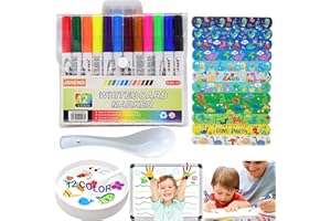 JSHENG 12Pcs Rotuladores Agua Magicos, Rotuladores Magicos con Cuchara, 2 Pulseras Slap, Rotuladores de Agua para Niños, Rotuladores Niños, para Dibujo Escritura Graffiti Pizarra Ropa