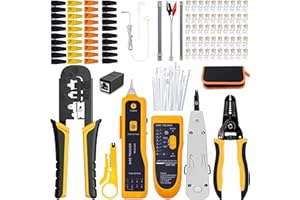 LUBEIN-BRAND LUBEIN Probador de Cable de Red CAT5, crimpado Ethernet LAN Juego de Herramientas de Reparación de Red para RJ45 RJ11 RJ12Cable Pelacables de Alambre con Crimpadora Conector Accesorios (Negro)