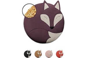 LESCHI 4-Chamber Wheat Bag for Microwave, Washable - Grain Pillow Made of 100% Organic Cotton & Organic Wheat - Ideal Natural Relief for Stomach and Period Pain - Fox, Purple
