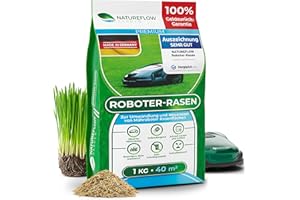 Mähroboter Rasensamen schnellkeimend 1kg TEST SEHR GUT - Roboter Grassamen Made in Germany - Für pflegeleichten Garten mit Natureflow Rasensaat