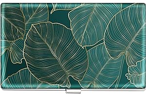 OffiEase Business Card Holder Case for Women Men, Metal Green Square Small Pocket Carrier Wallet for Purse Travel Office Portable Gifts for Realtor