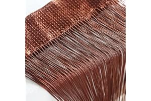 VIDILLO Zasłona na drzwi / panel ścienny z frędzlami, do okien, domu, na taras, do sypialni, na wesele, do restauracji, idealna ścianka działowa, dekoracyjne frędzle, poliester, kawowy, 100 x 200_cm