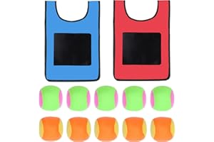 Shinescent Dodgeball Playset Jouets de Plein air Enfant Jeux de Lancer 2 Pcs Sticky Ball Vest et 10 Pcs Cotton Ball Ensemble de Jouets