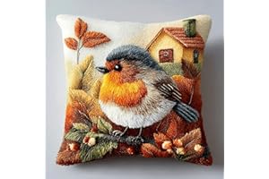 Taxpy Kit de Coussin à Nouer 43x43 cm,Animal Oiseau,Latch Hook pour Débutants,Enfants et Adultes,Kit DIY avec Fils et Taie d’Oreiller, Broderie à Faire Soi-Même