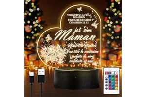 Niaetuto Cadeau Anniversaire Maman,Cadeau Maman,cadeau anniversaire femme,16 Couleurs Veilleuse en Acrylique,cadeau femme,Cadeau Fête des Mères Noël,Cadeaux Saint Valentin Maman