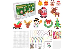 KOIROI Set di perline natalizie da 5 mm con modelli, set fai da te per bambini, regalo di Natale