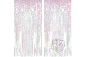 AIBAOBAO Pack of 2 Tinsel Curtain, Seven Colours Metallic Rain Curtain for Wedding, Engagement, Bridal Shower, Bachelorette Stage Decoration, Birthday, Baby, Disco Party, Carnival Decoration