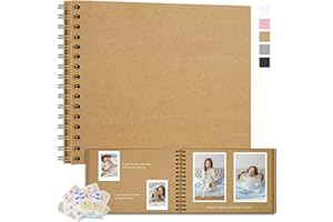 Remowith Scrapbooking Album Fotografico DIY, Album di Carta Kraft Spessa, Libro dei Ricordi per Matrimonio, Anniversario, Viaggio, Laurea, Bambino e Famiglia 28x20,5 cm 100 Pagine Cachi