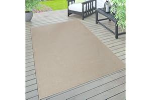 ‎PACO HOME Paco Home In- & Outdoor Teppich, Terrasse u. Balkon, Wetterfest Einfarbig Mit Struktur, Grösse:120x160 cm, Farbe:Beige