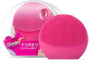FOREO LUNA Play Smart 2 Dispositivo per l'analisi della pelle e la pulizia del viso per tutti i tipi di pelle, con batterie AAA sostituibili, Cherry Up