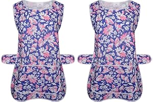 a2z workwear Pack Of 2 Ladies Womens Tabard Floral Home Work Tabards Overall Kitchen Cleaning Apron One Big Pocket