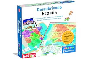 Clementoni - Descubriendo España, Juego Educativo Infanti - A Partir de 6 años - Puzzle Doble Cara del Mapa Físico y Político - Aprende Geografía y Cultura Española, 55119