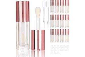 COSIDEA 14 tubos de brillo de labios vacíos de oro rosa de 6 ml para brillo de labios, tubos redondos blancos con varita gruesa