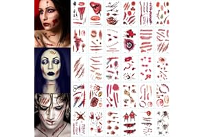 LYNBLY Halloween Tatouages Temporaires, 30 Pièces Halloween scars tatouage, Tatouages Zombie, Imperméable Fausses Tatouage pour Décoration Halloween, Maquillage Cosplay