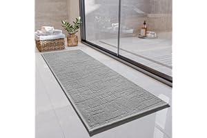 SIXHOME Tappetino da bagno antiscivolo Tappeto da bagno Assorbent Soffice Lavabile in Lavatrice Lavabile in lavatrice(grigio chiaro,40x100cm)