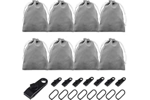 ANYUAN BOY Portable Weight Bag for Outdoor Gazebo Curtains, 8 Weight Pockets and 8 Carabiners, 8 Clips, Suitable for Fixing Outdoor Curtains, Tents, Tablecloths etc to Prevent Wind