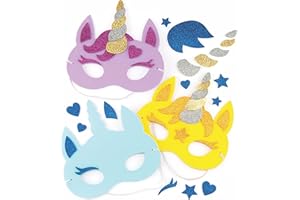 Baker Ross Kits de masques en mousse Licornes (lot de 4) - Loisirs créatifs pour enfants